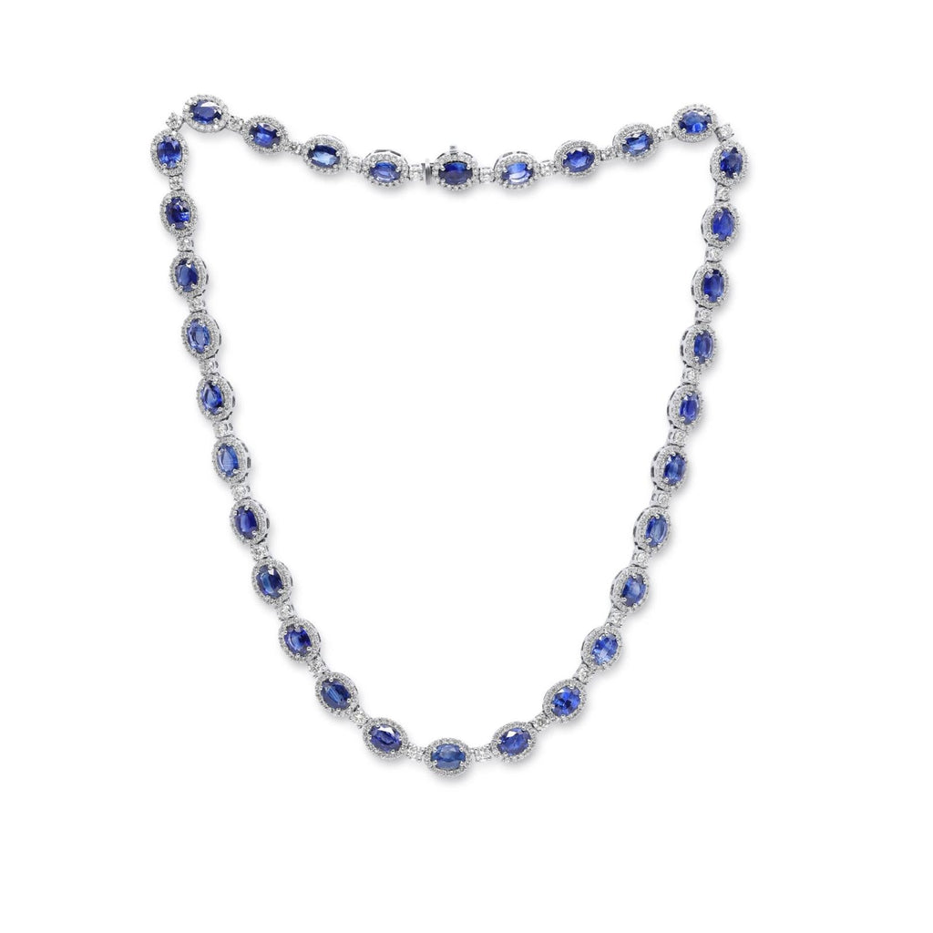 Sapphire And Diamond Halo Necklace