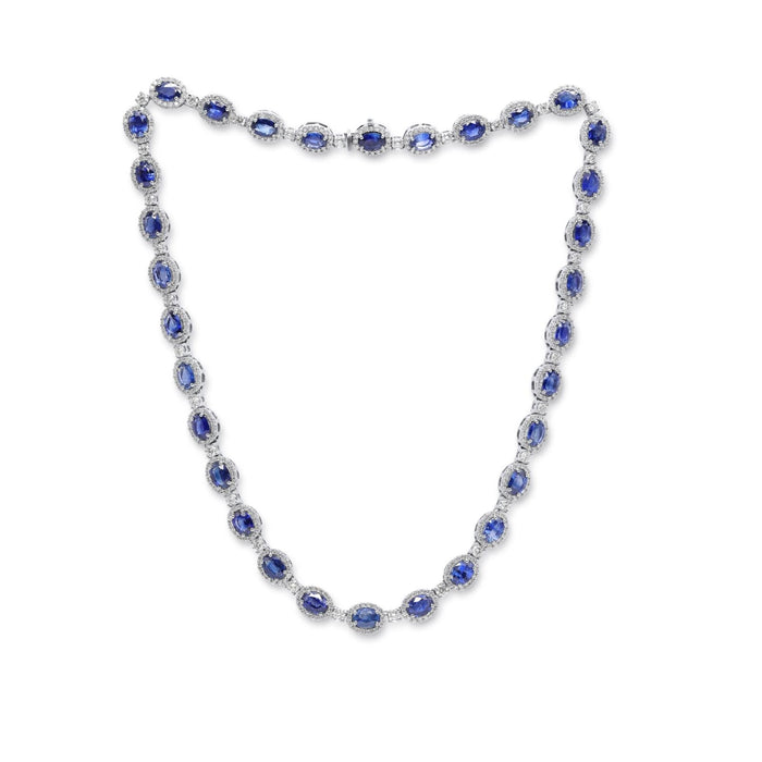Sapphire And Diamond Halo Necklace