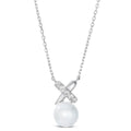 X and O Pearl Necklace in Platinum