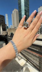 Lab-Grown Emerald-Cut Ring with Baguettes