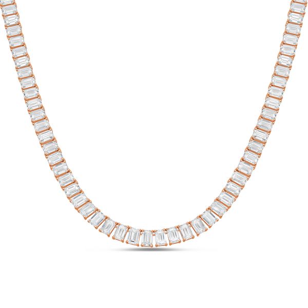 Lab Grown Emerald Cut Diamond Tennis Necklace