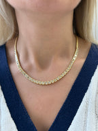 Lab Grown Radiant Cut Halfway Bezel Necklace