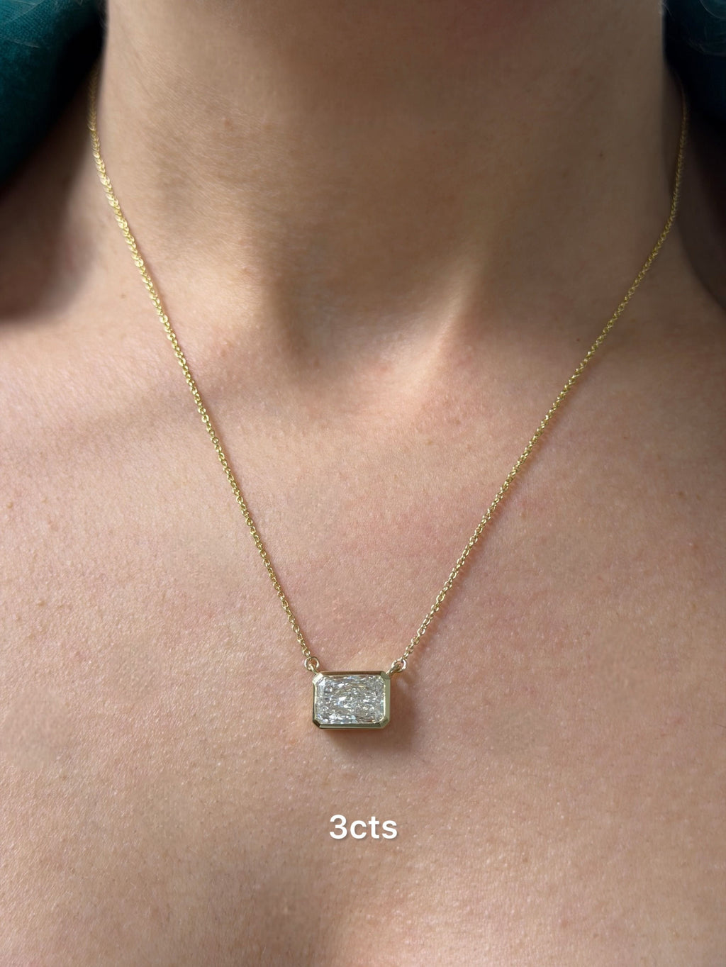 Lab-Grown Radiant Cut Diamond Bezel Pendant