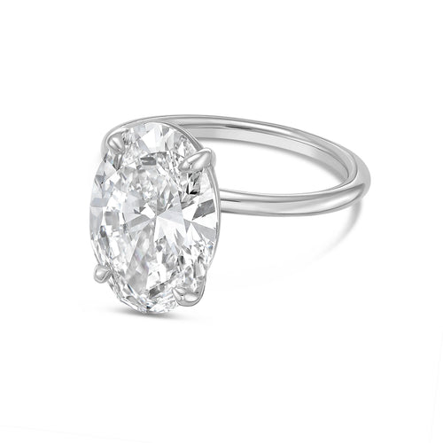 Lab-Grown Oval Diamond Solitaire Engagement Ring, 18K Gold
