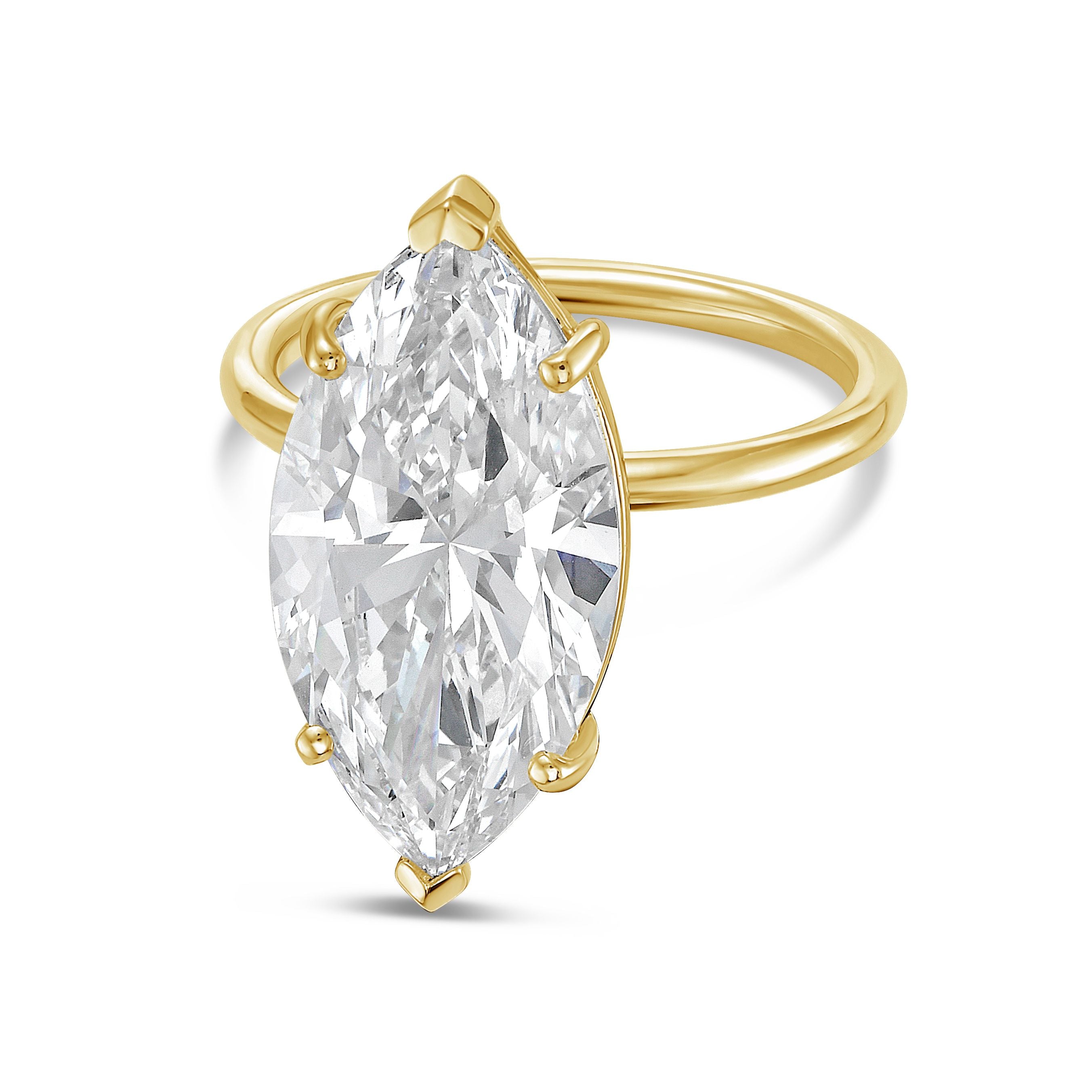 Lab-Grown Marquise Diamond Solitaire Ring, 18K Gold