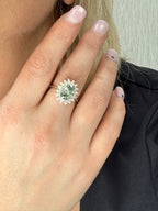 Lab-Grown Green Oval Diamond Engagement Ring