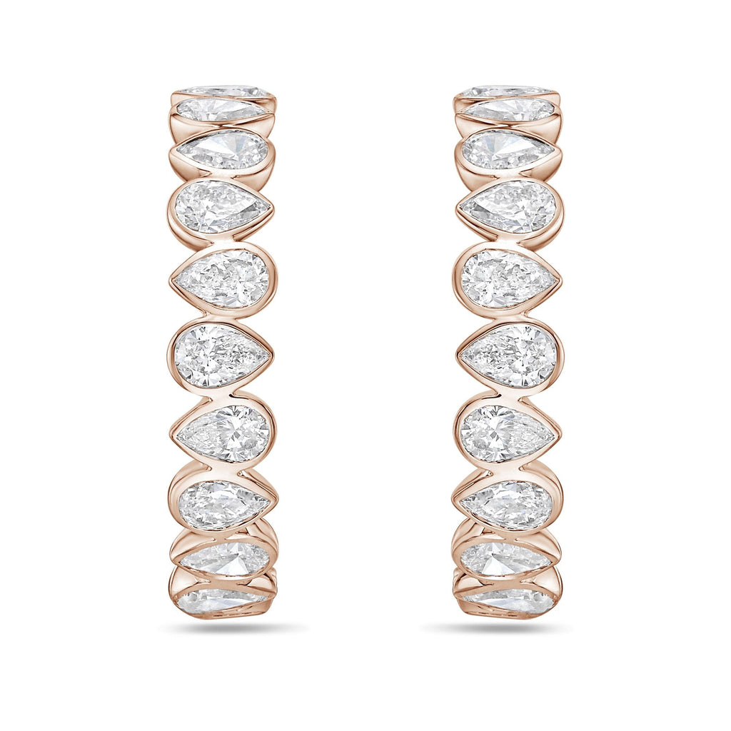 Lab Grown Pear Diamond Bezel Hoop Earrings