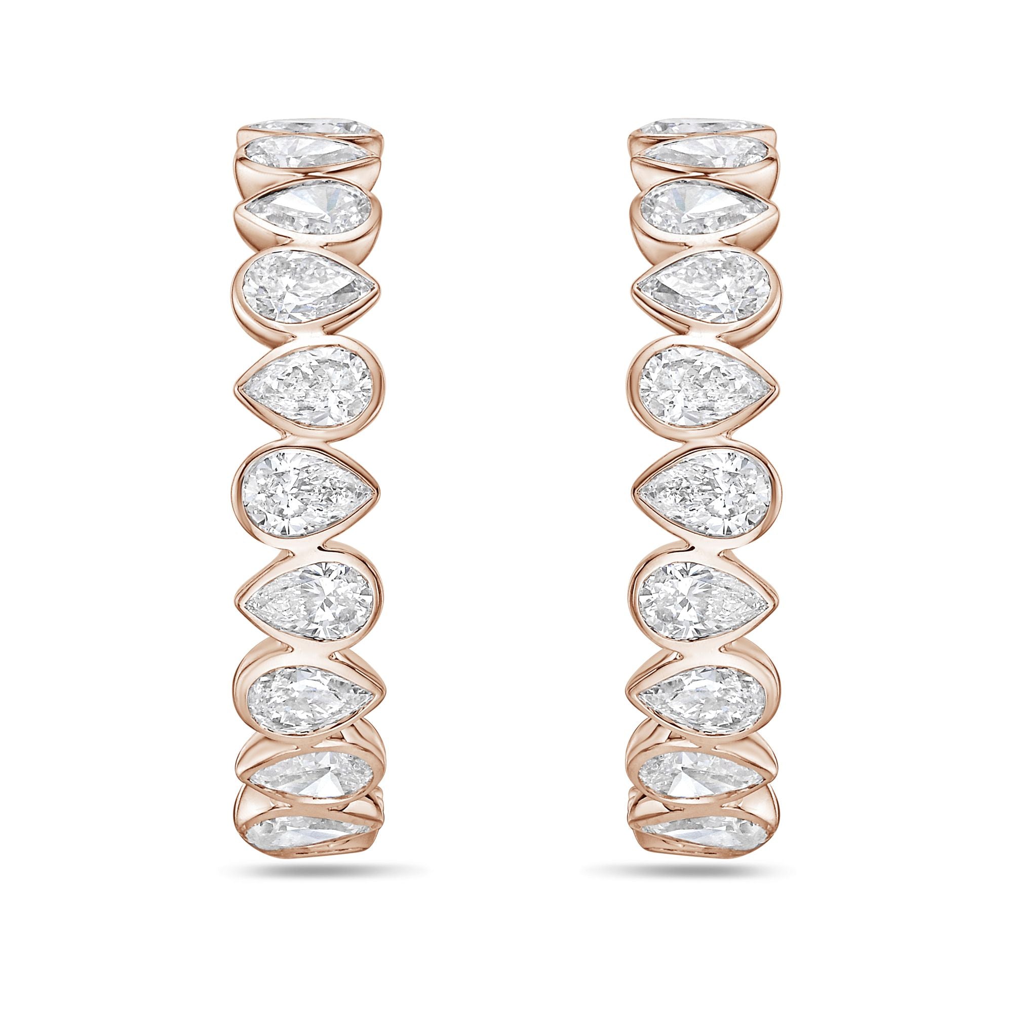 Lab Grown Pear Diamond Bezel Hoop Earrings