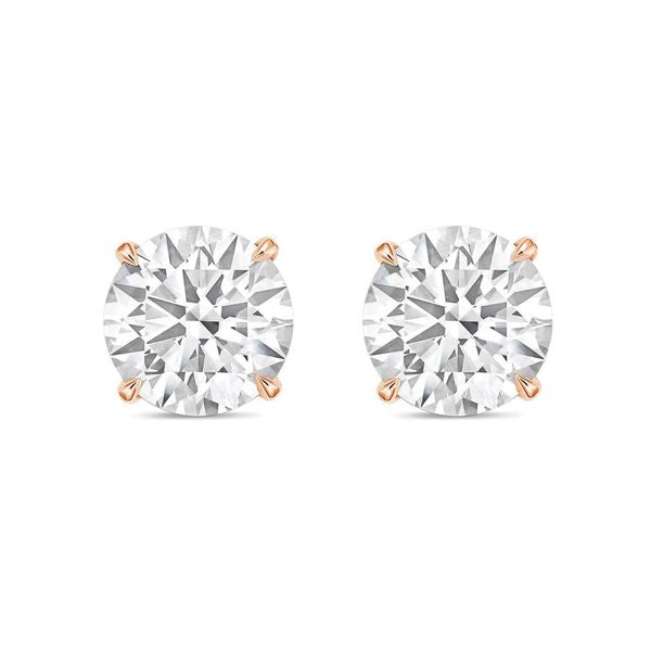 Lab-Grown Round Diamond Stud Earrings, 4-Prong