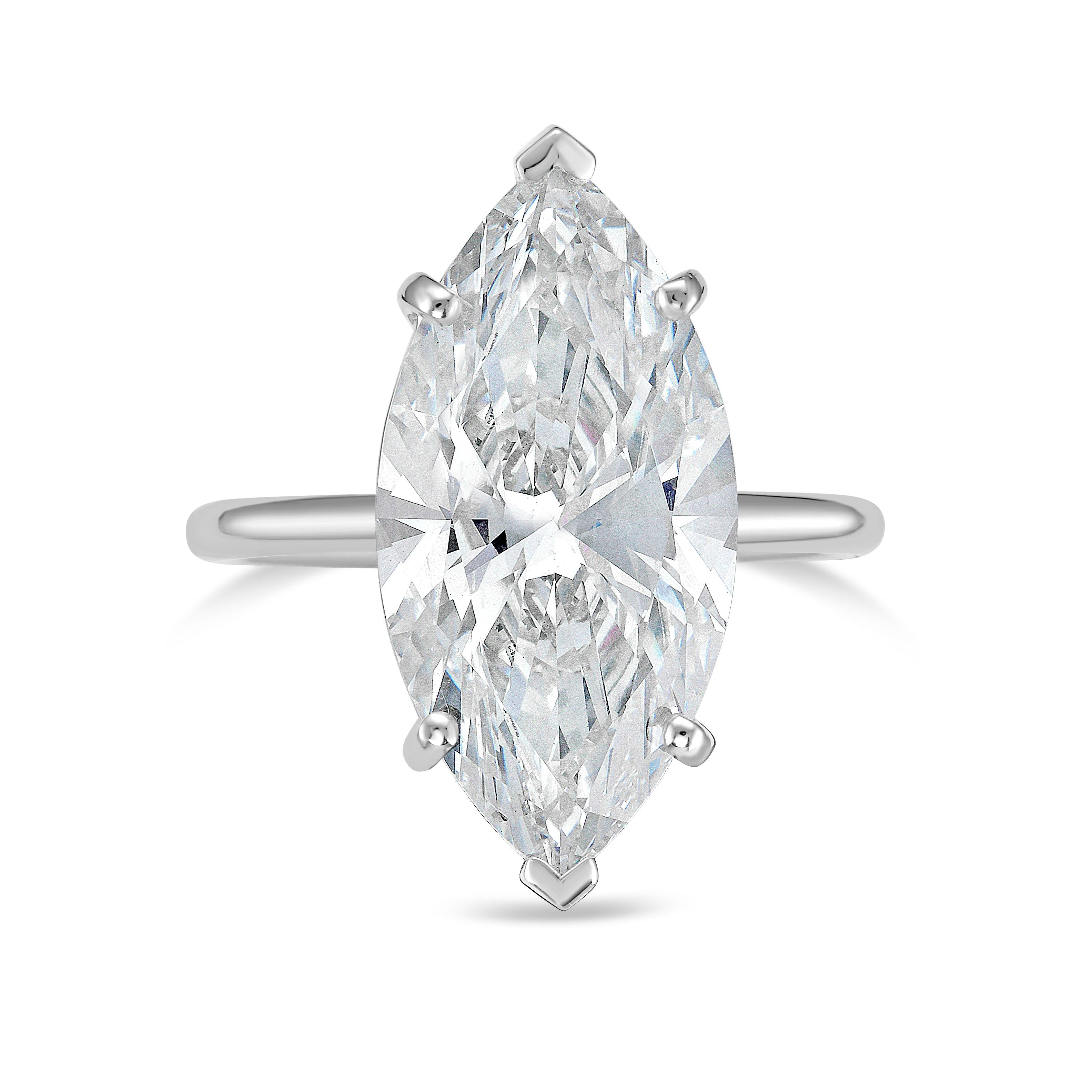 Lab-Grown Marquise Diamond Solitaire Ring, 18K Gold
