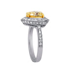 2.00cts Heart Shaped Yellow Diamond Halo Ring