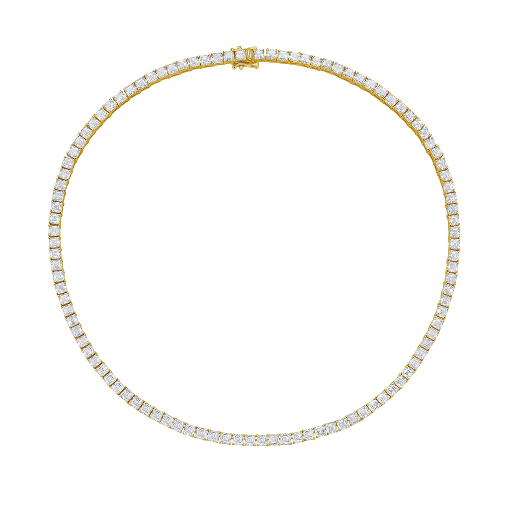 Lab Grown Asscher Diamond Tennis Necklace