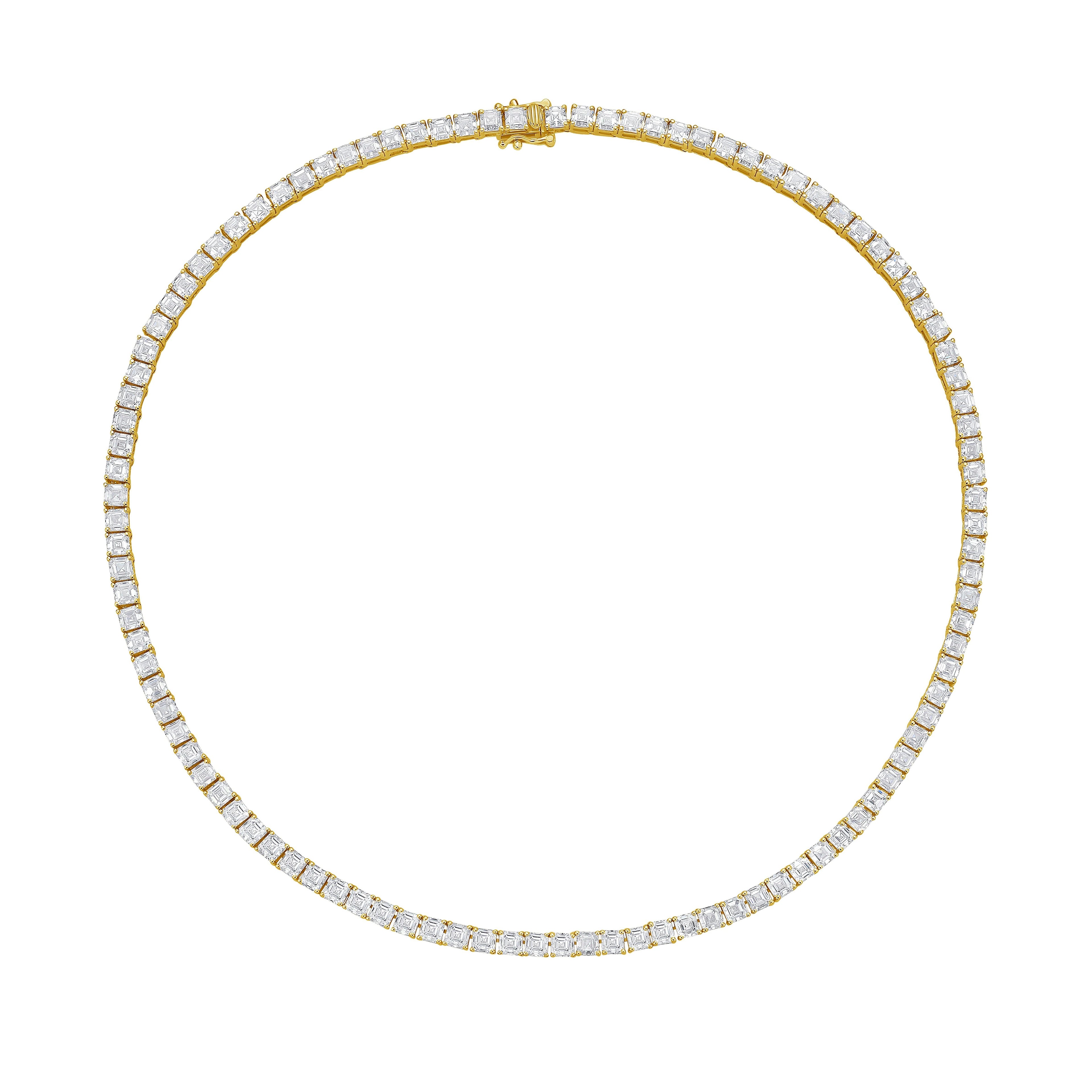 Lab Grown Asscher Diamond Tennis Necklace