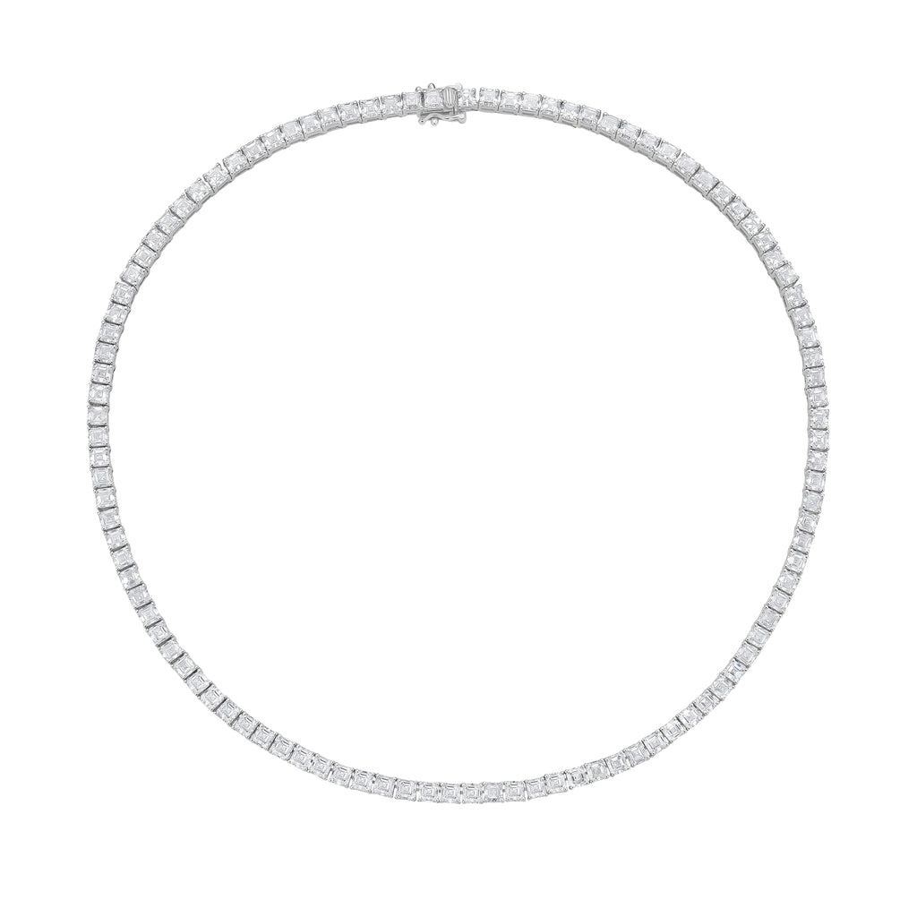 Lab Grown Asscher Diamond Tennis Necklace