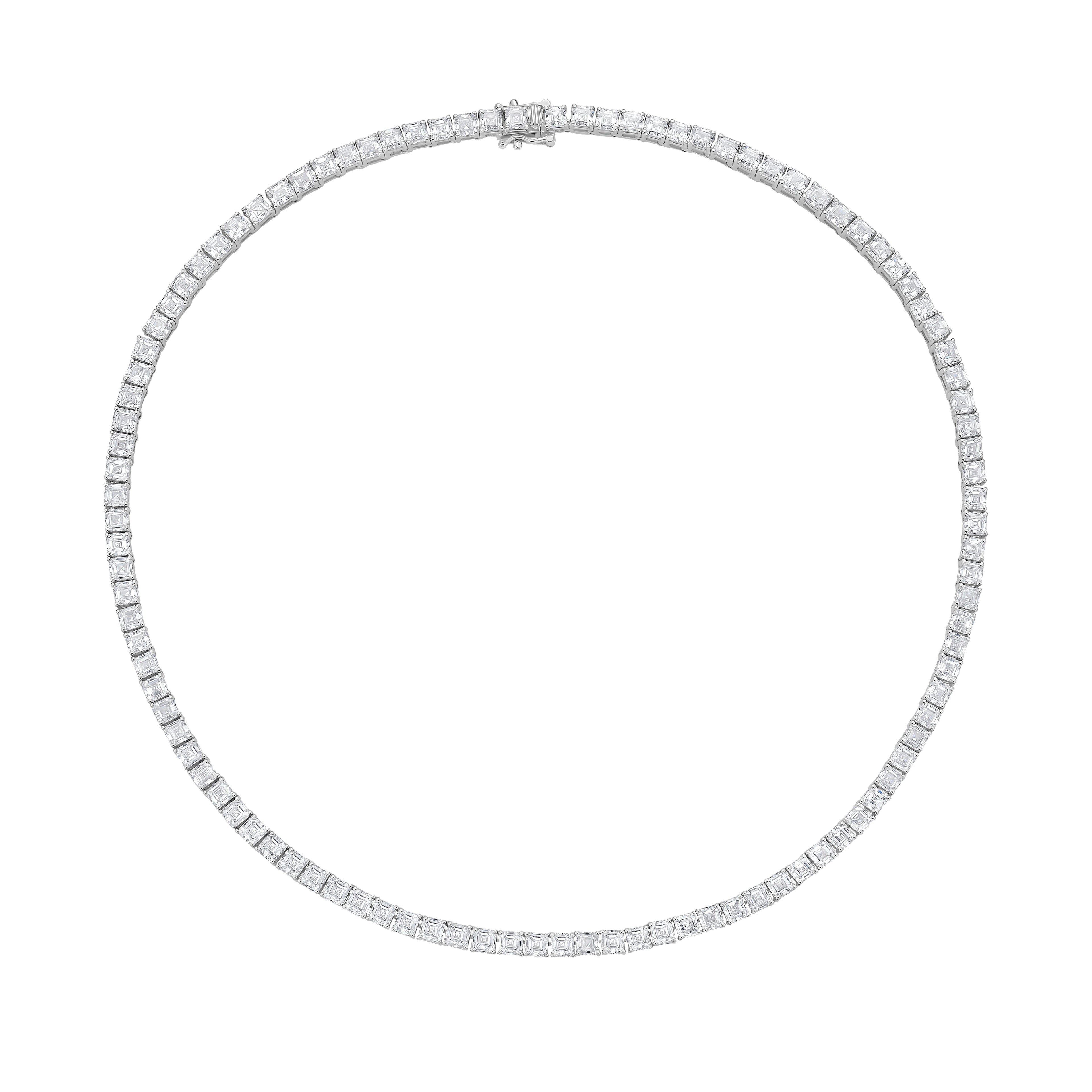 Lab Grown Asscher Diamond Tennis Necklace
