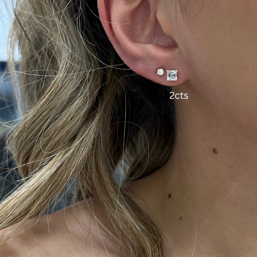 Lab Grown Asscher Diamond Studs