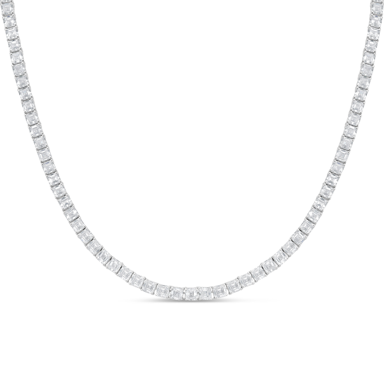 Lab Grown Asscher Diamond Tennis Necklace