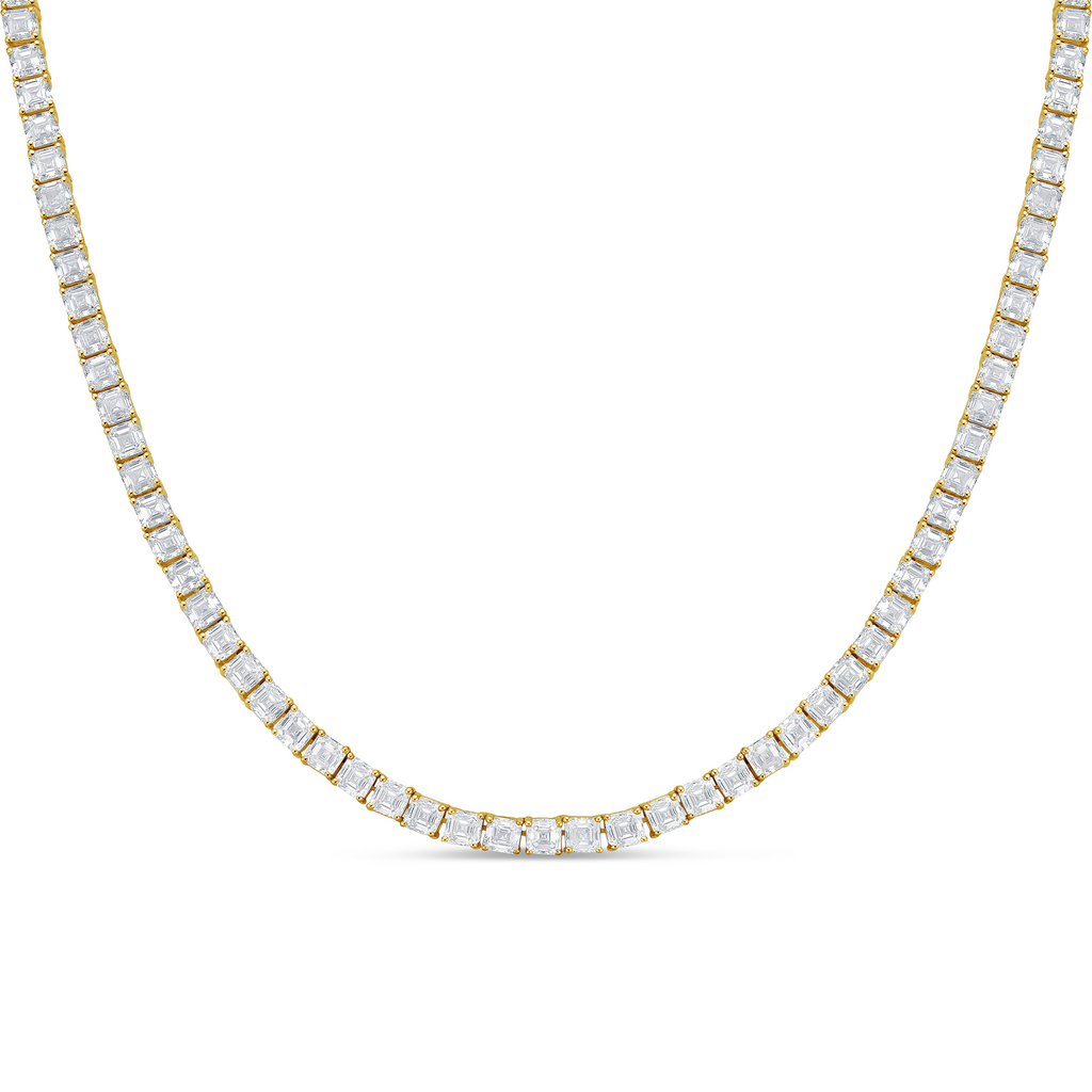 Lab Grown Asscher Diamond Tennis Necklace