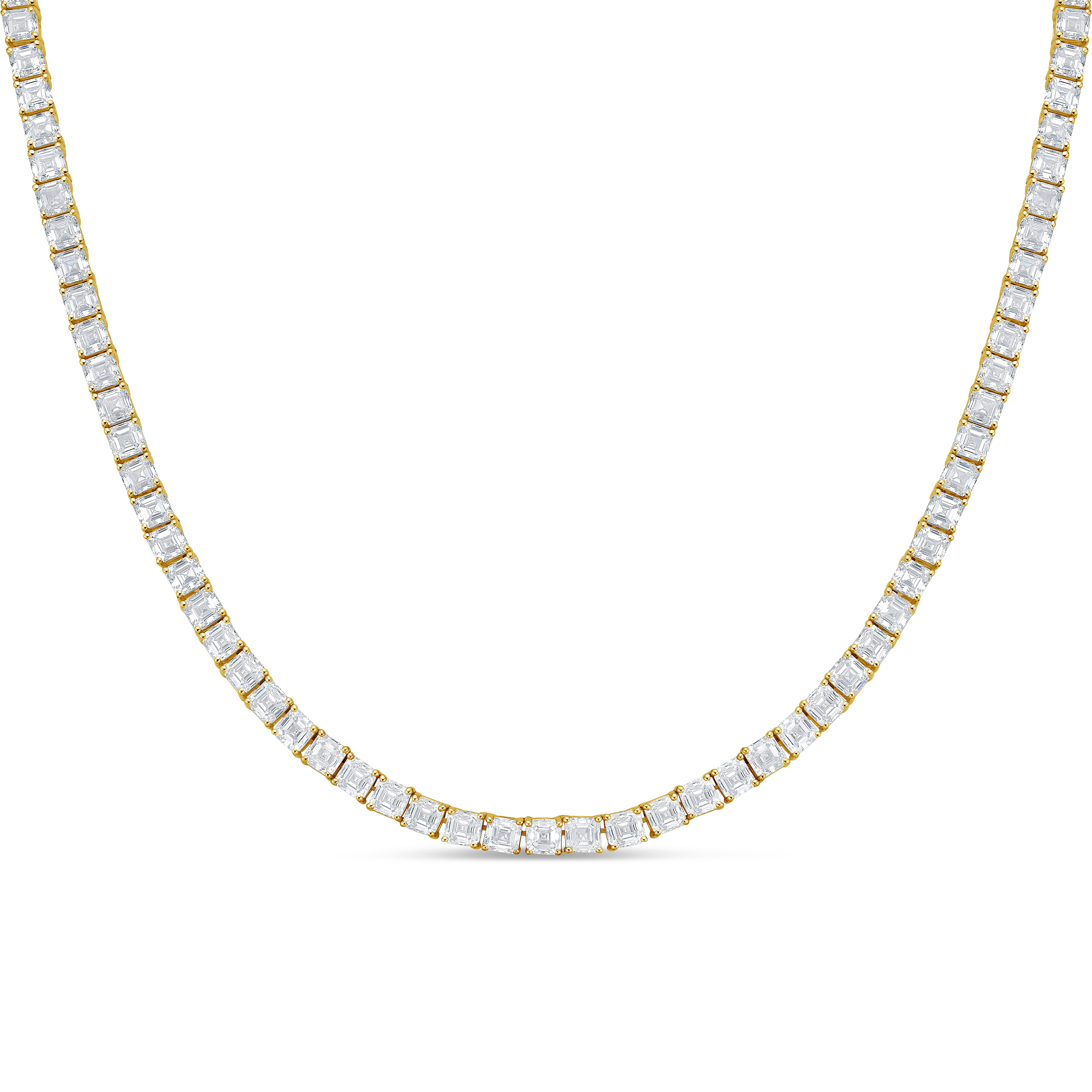 Lab Grown Asscher Diamond Tennis Necklace