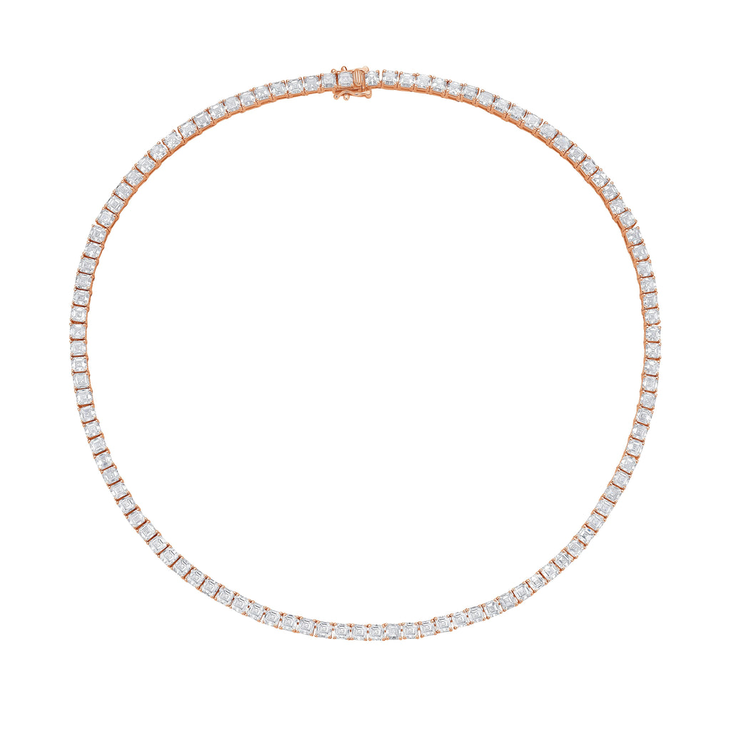 Lab Grown Asscher Diamond Tennis Necklace