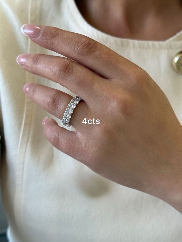 Lab Grown Oval U-Prong Eternity Band