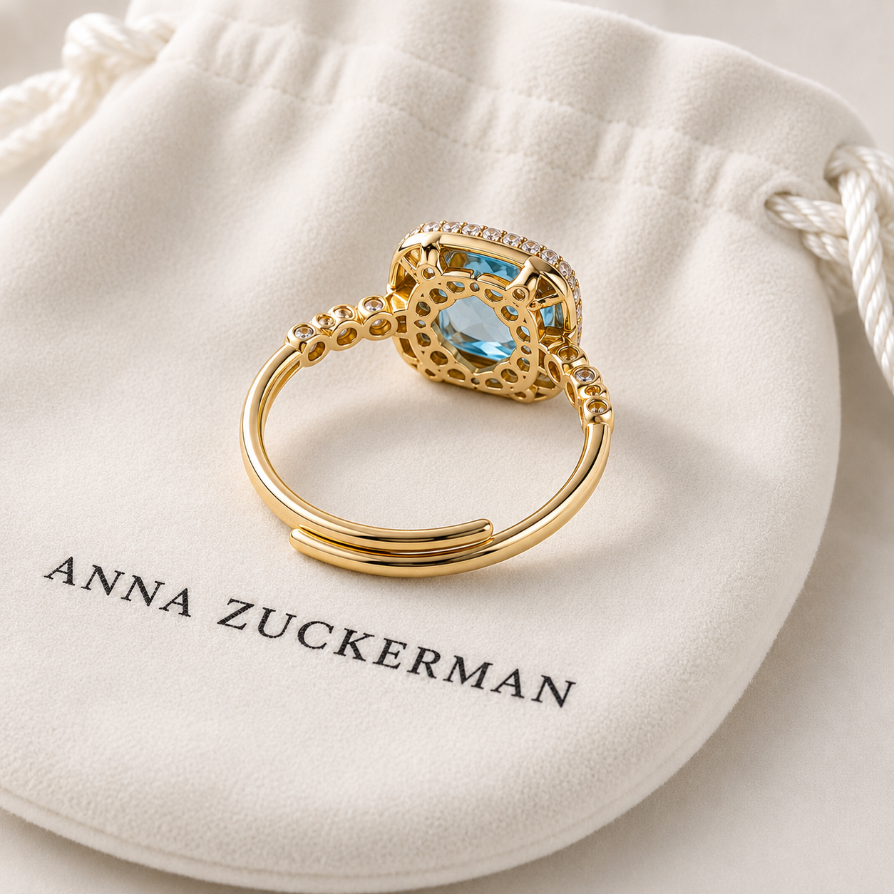 Azure Double Halo Cocktail Ring