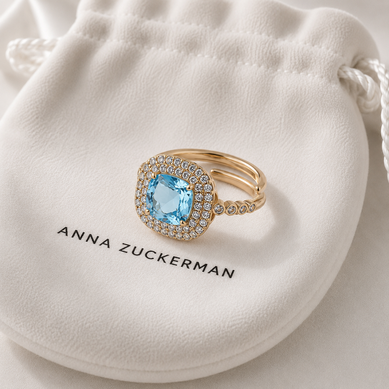 Azure Double Halo Cocktail Ring