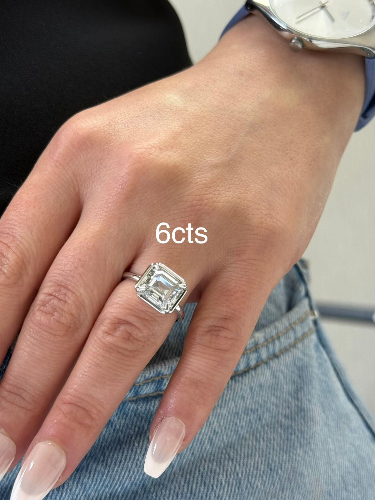 Lab-Grown Asscher Diamond Bezel Ring