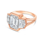 Lab-Grown Emerald Cut Bezel Ring with Cadillac Sides, 18K Gold