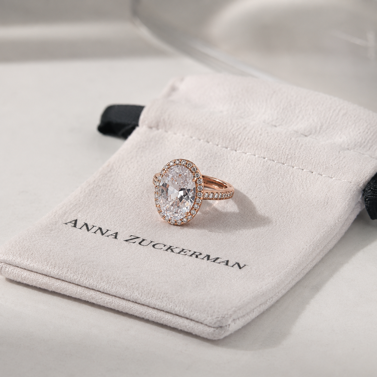 Oval Solitaire Halo Ring by AZ Essentials
