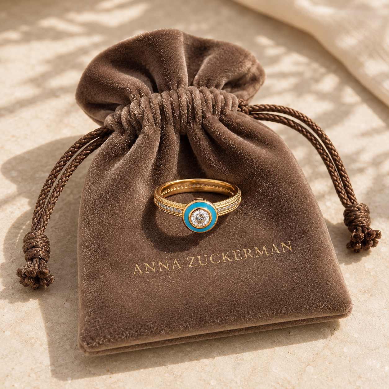 Blue Bezel Pavé Ring by AZ Essentials