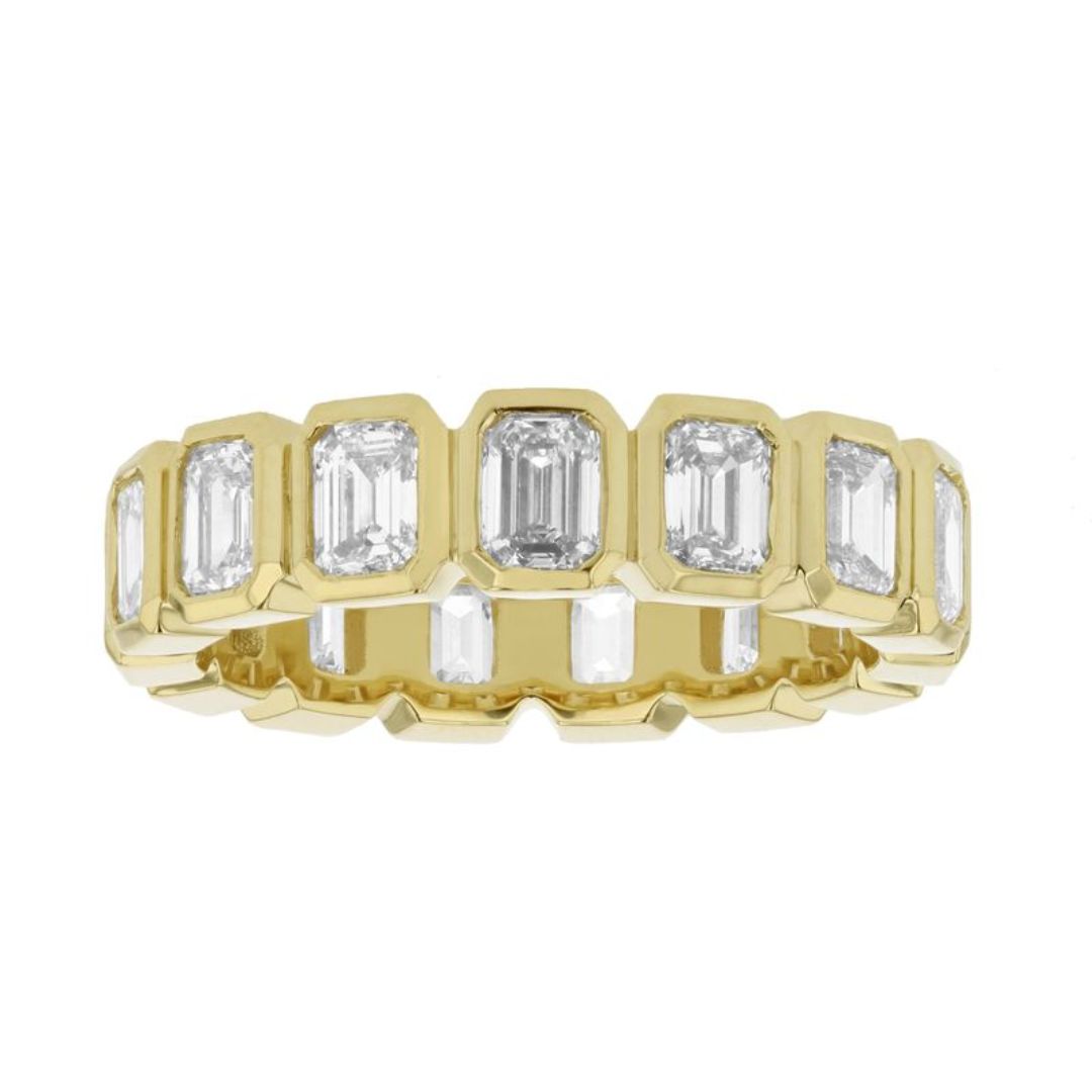 Lab-Grown Emerald Bezel Eternity Band, 14K Gold