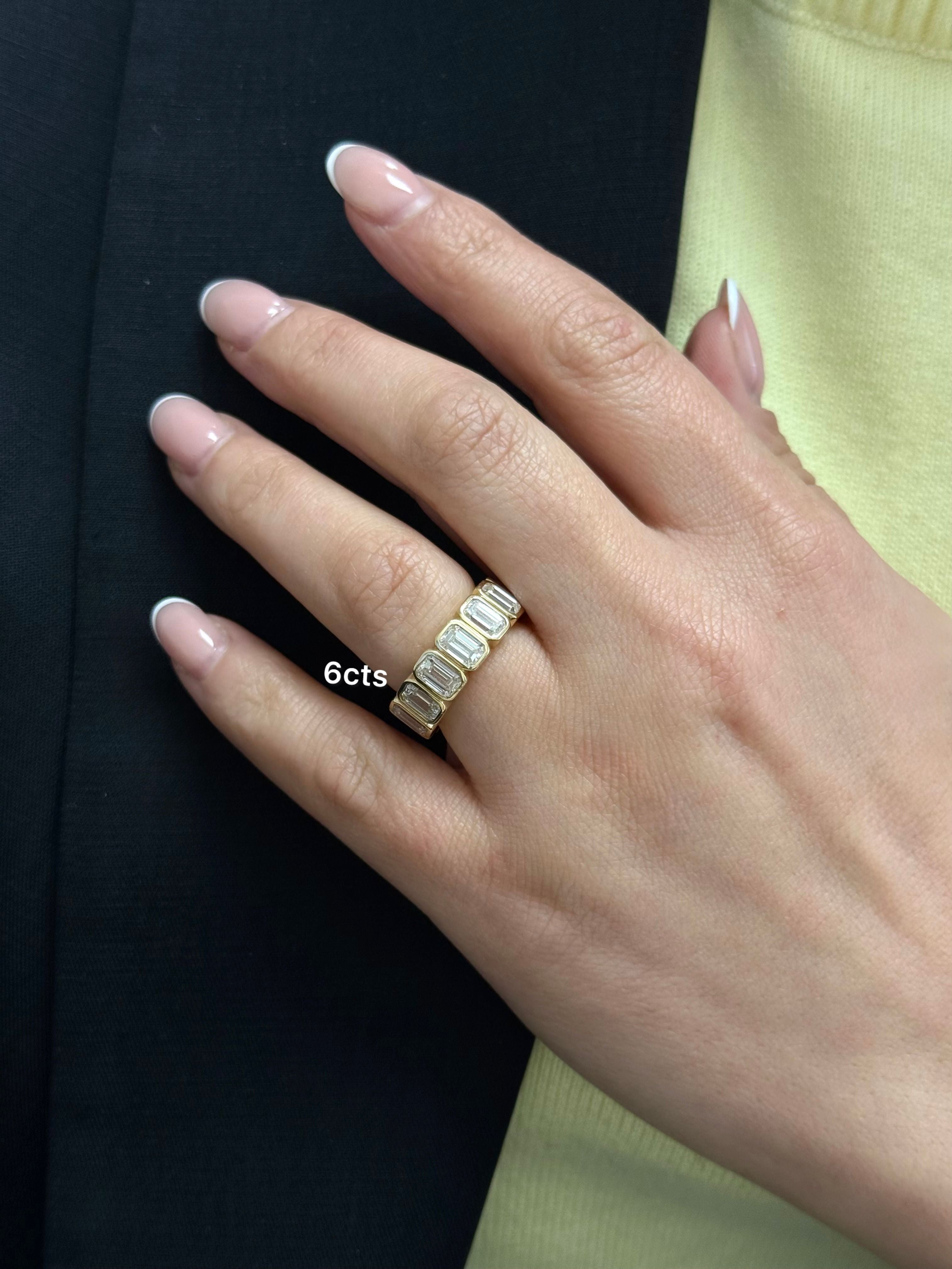 Lab-Grown Emerald Bezel Eternity Band, 14K Gold