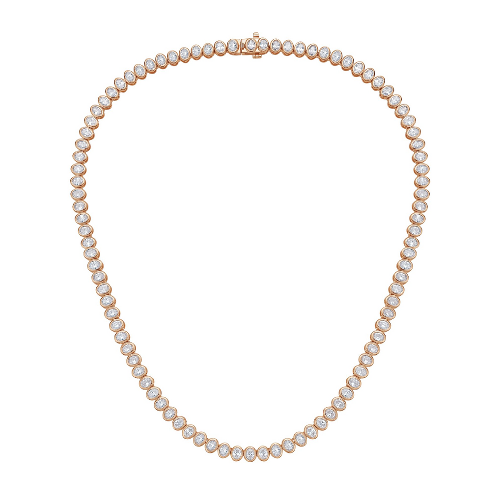 Lab Grown Oval Bezel Tennis Necklace
