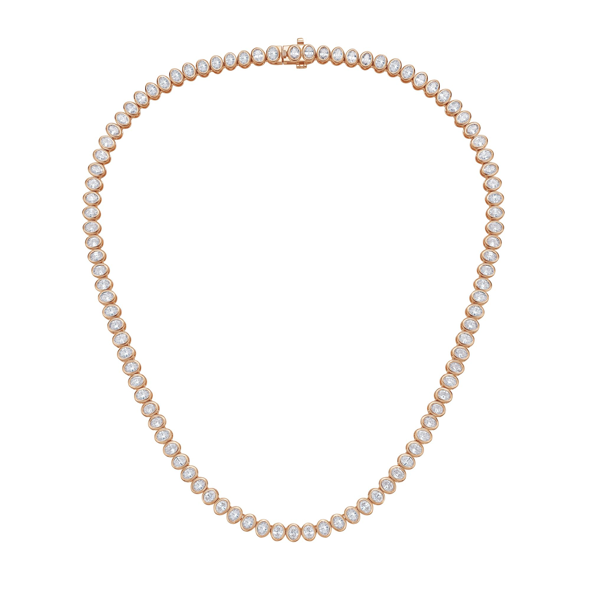 Lab Grown Oval Bezel Tennis Necklace