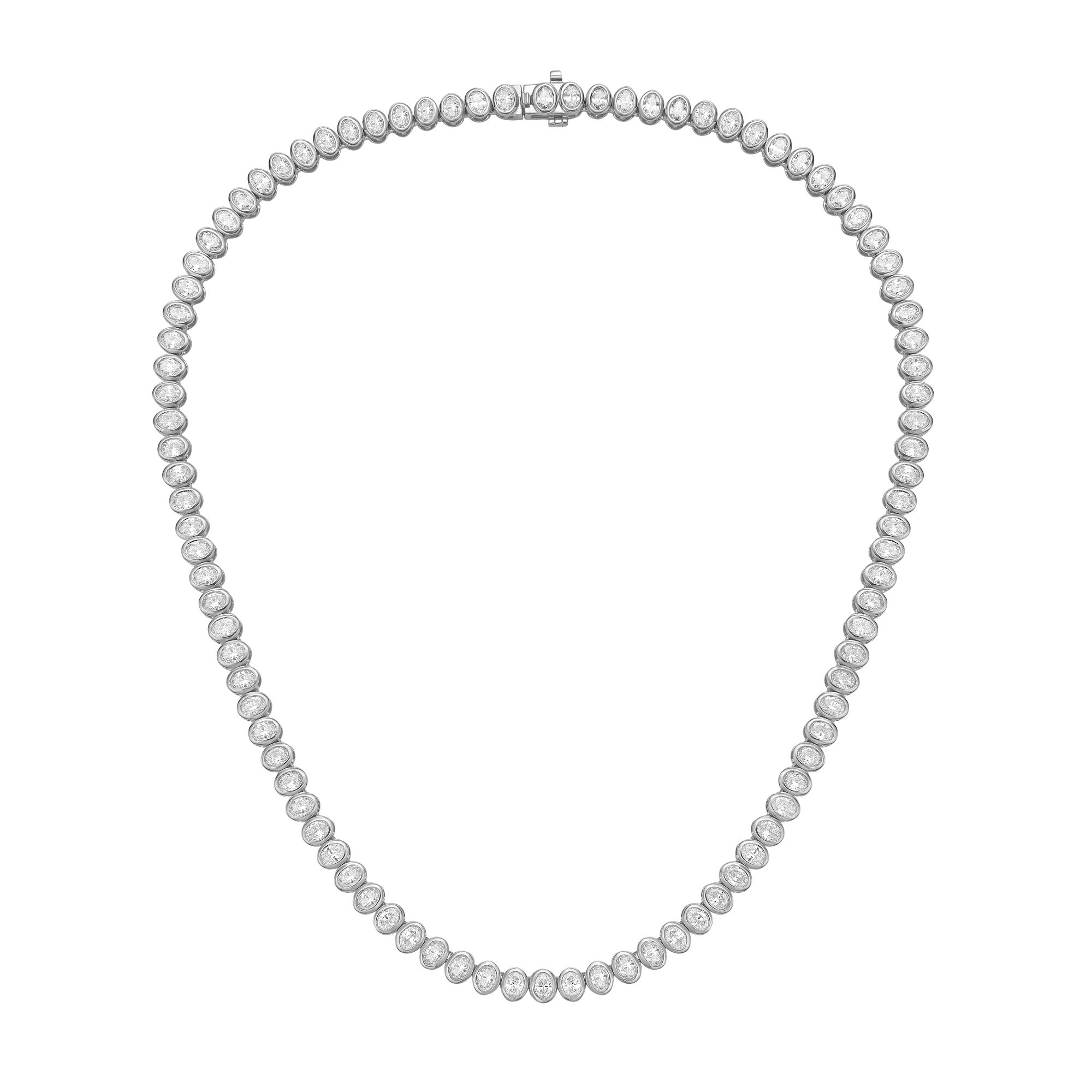 Lab Grown Oval Bezel Tennis Necklace