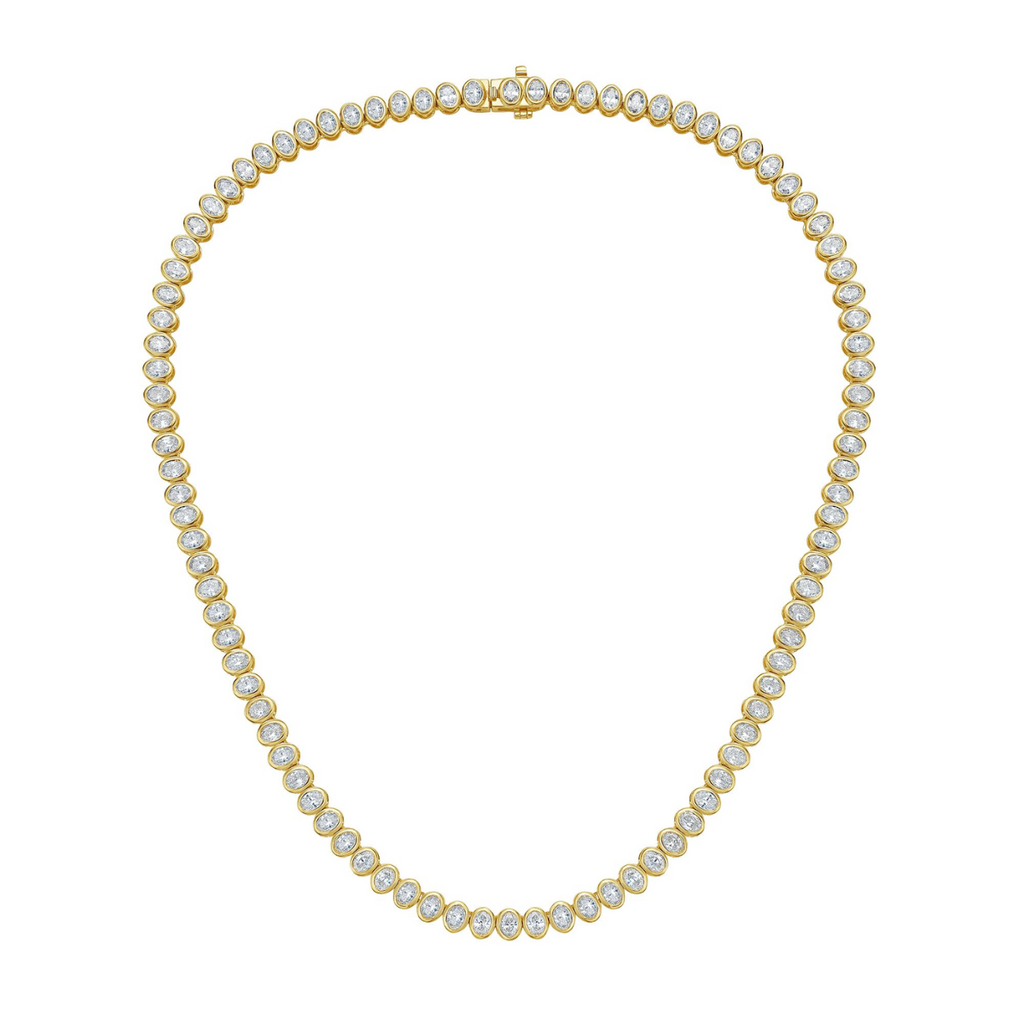 Lab Grown Oval Bezel Tennis Necklace