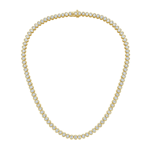 Lab Grown Oval Bezel Tennis Necklace