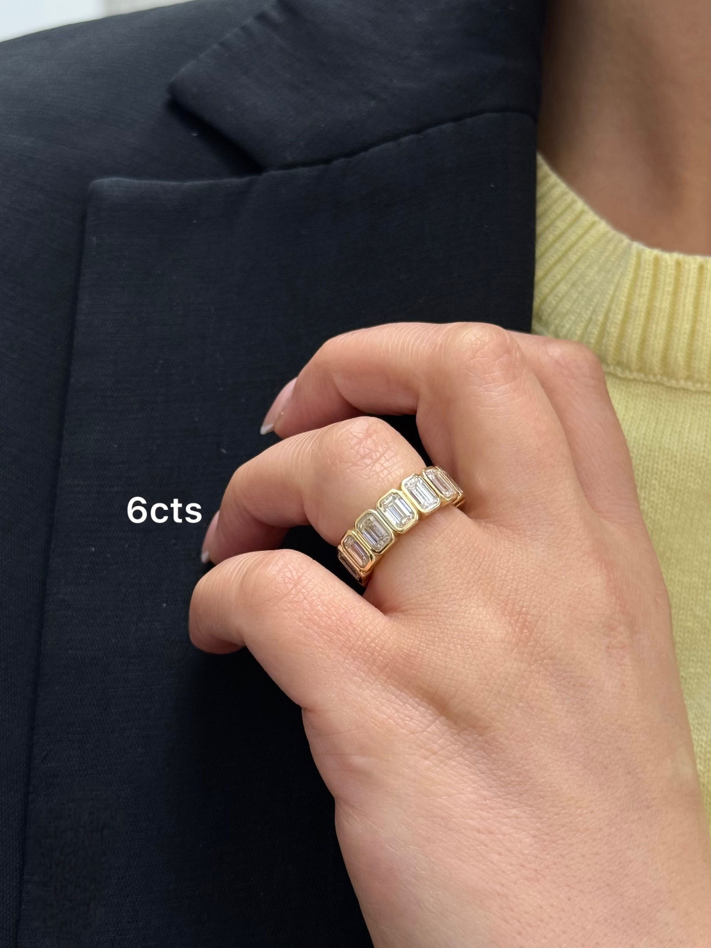Lab-Grown Emerald Bezel Eternity Band, 14K Gold