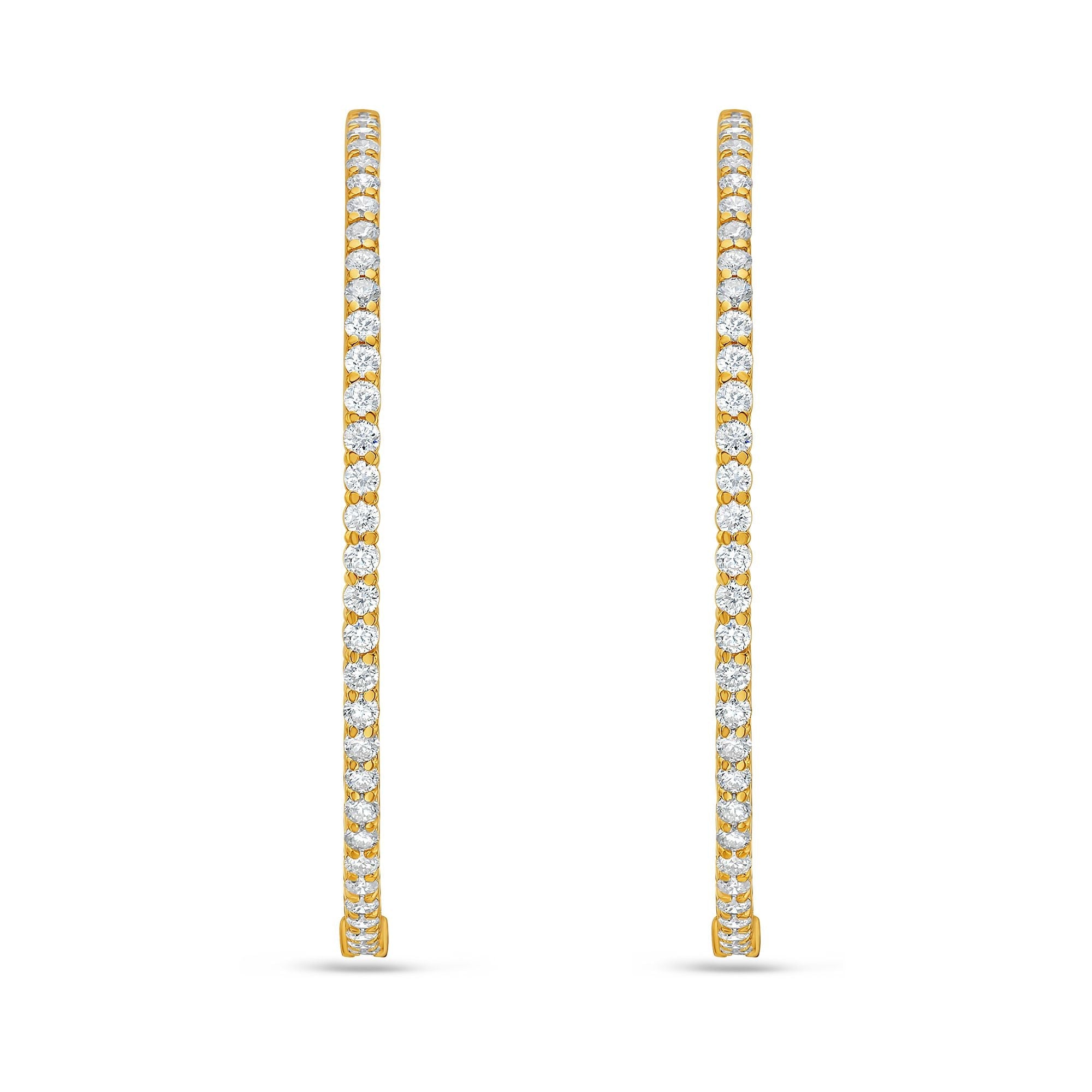 Lab Grown Round Diamond Hoop Earrings - 3.00"