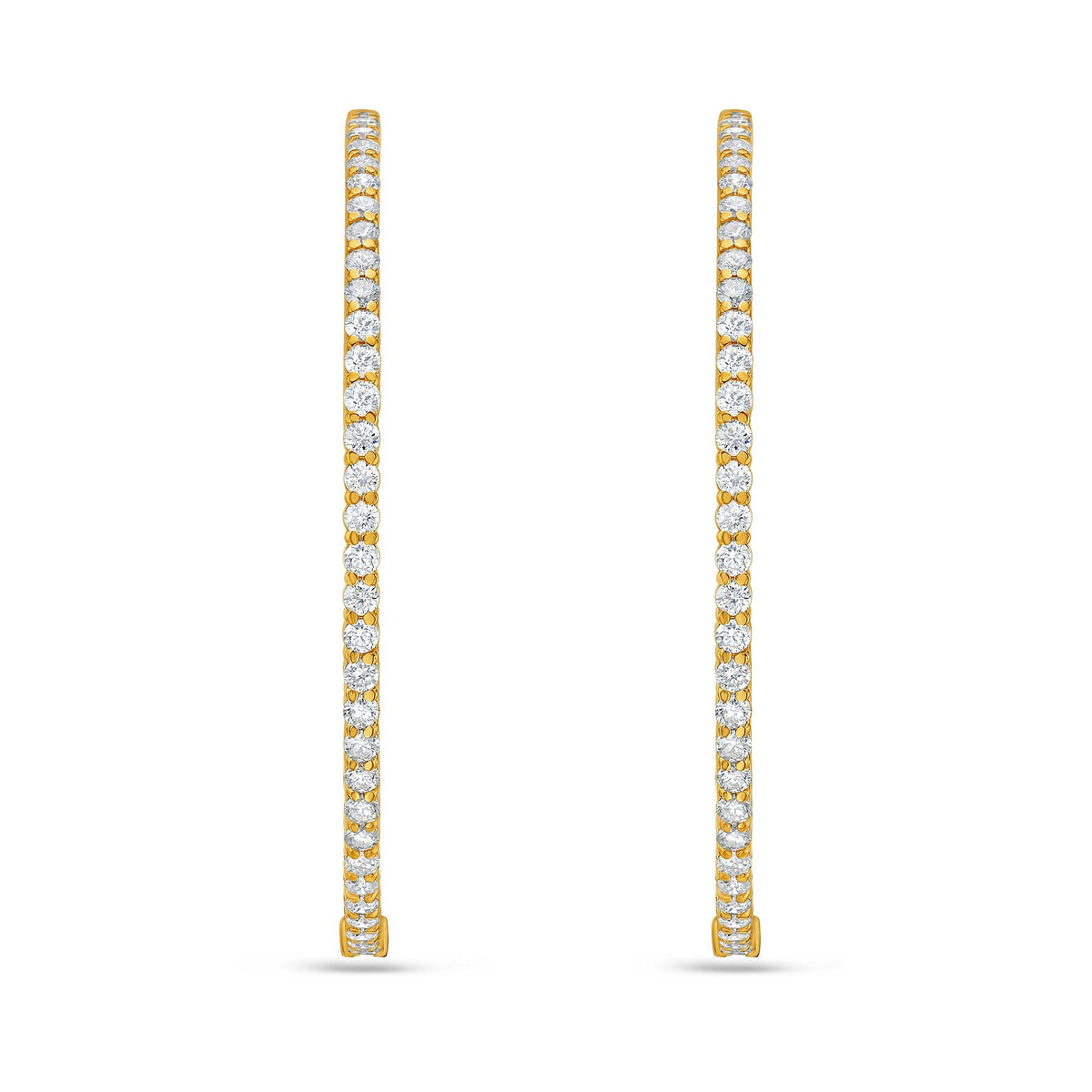 Lab Grown Round Diamond Hoop Earrings - 3.00"