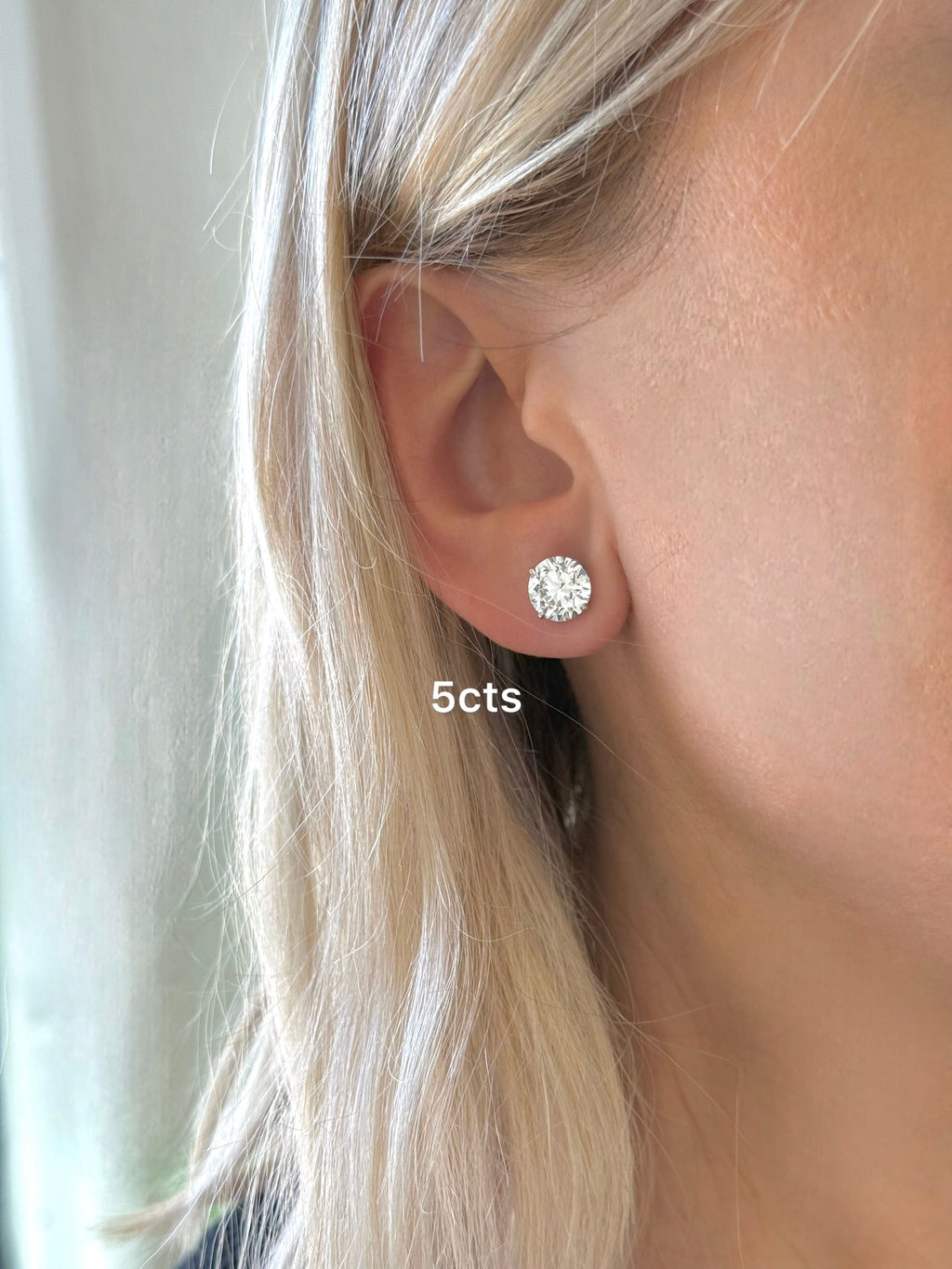 Lab-Grown Round Diamond Stud Earrings, 4-Prong
