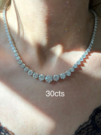Lab-Grown Graduated 3 Prong Tennis Necklace, 14K Gold