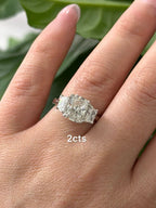 Lab-Grown Radiant Three-Stone Engagement Ring with Trapezoids