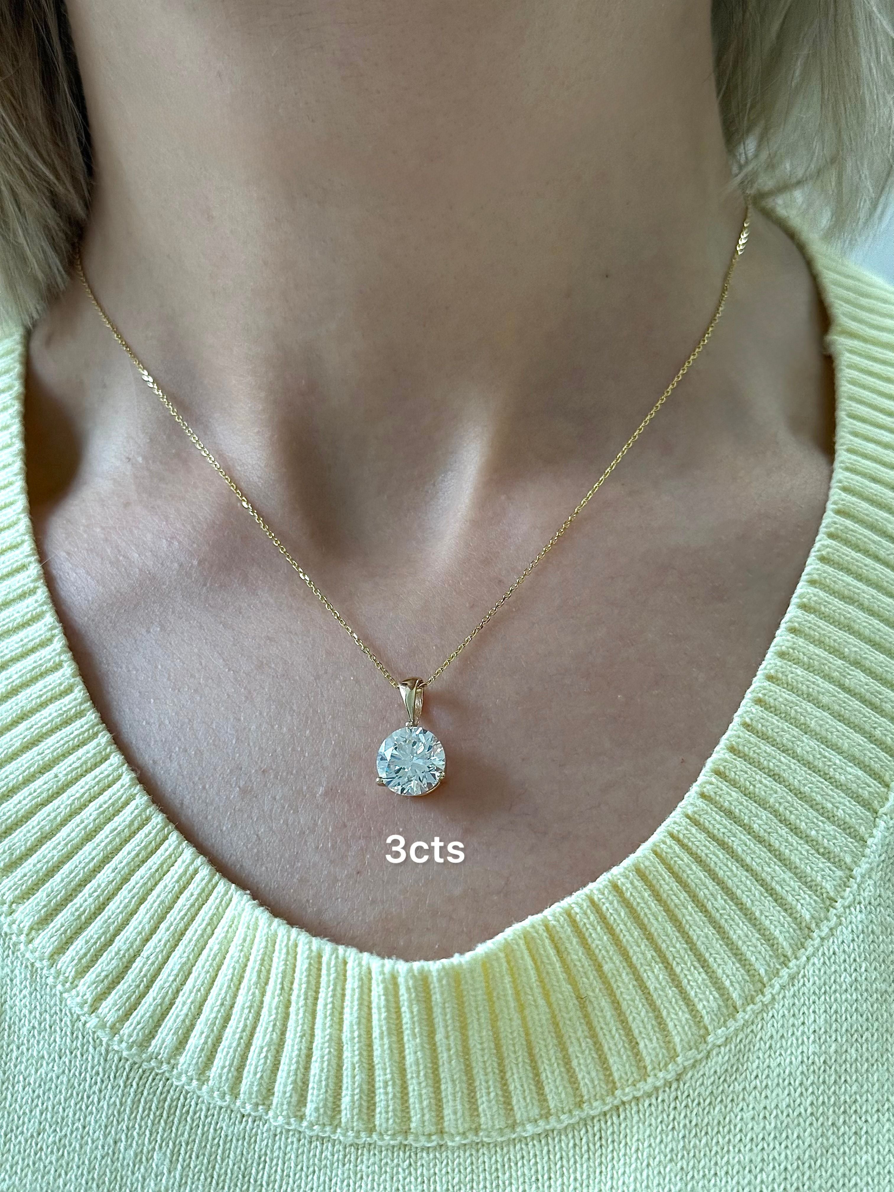 Lab-Grown Solitaire On Bail Diamond Pendant, 14K Gold