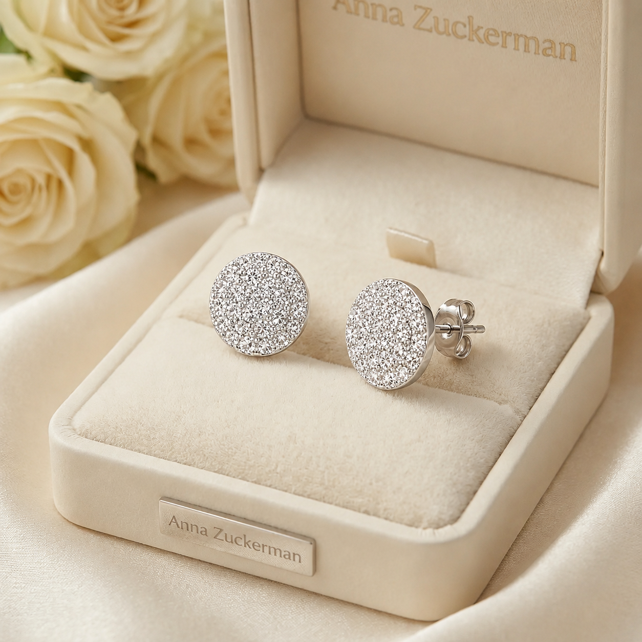 Classic Round Pavé Studs by AZ Essentials