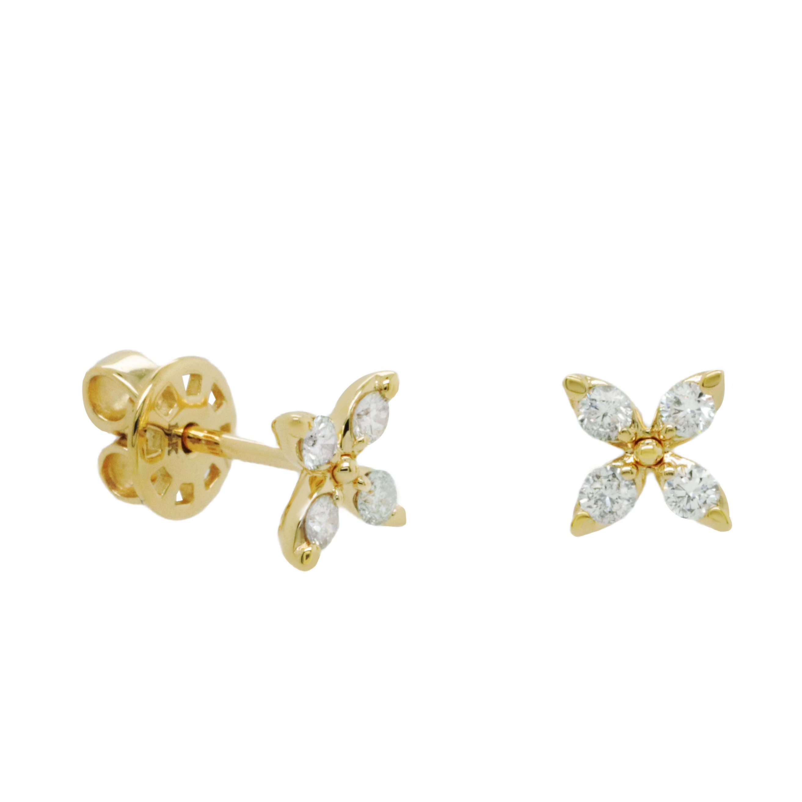 Lab-Grown Diamond Clover Stud Earrings, 14K Gold