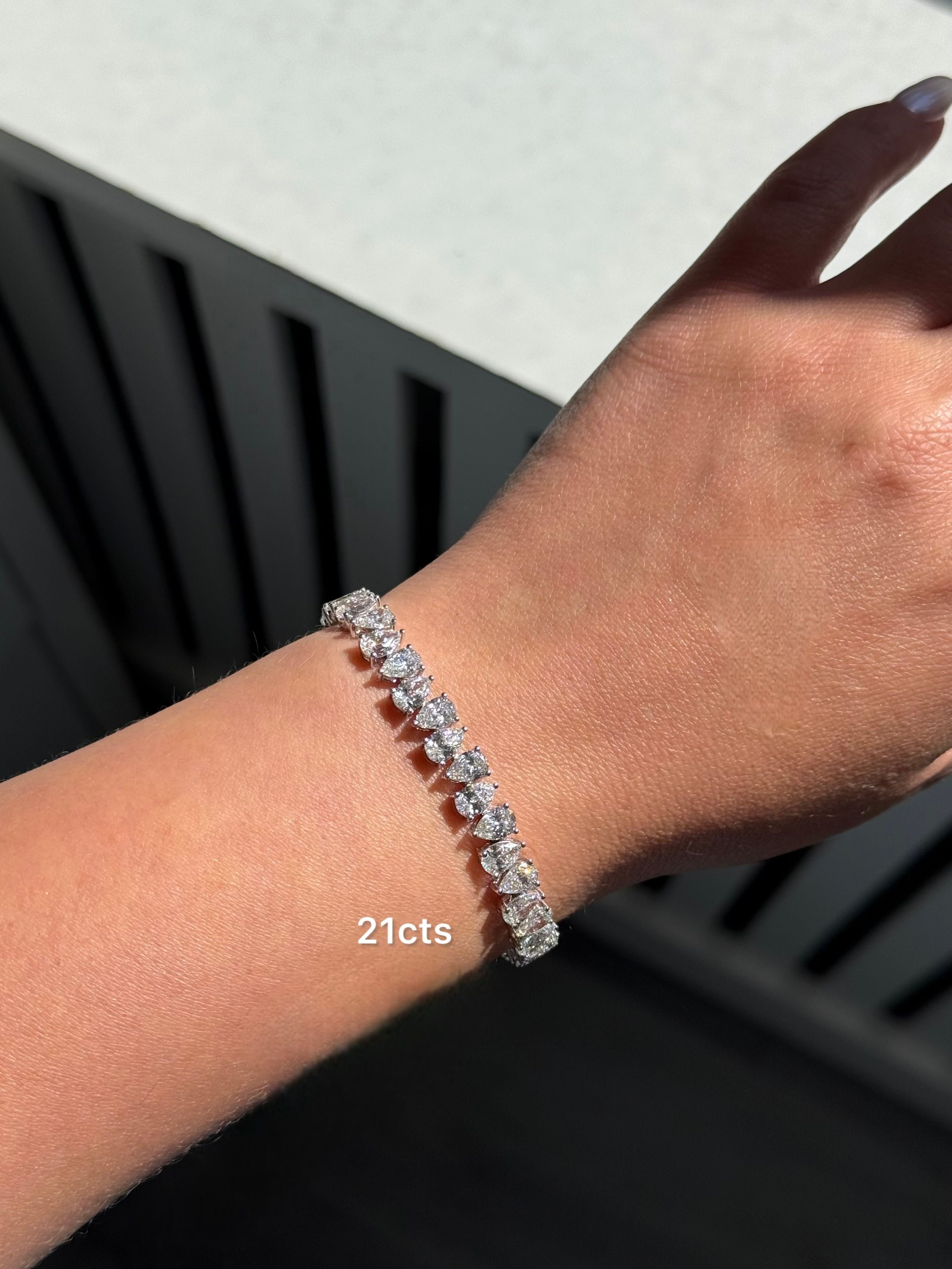 Lab Grown Pear Diamond Tennis Bracelet