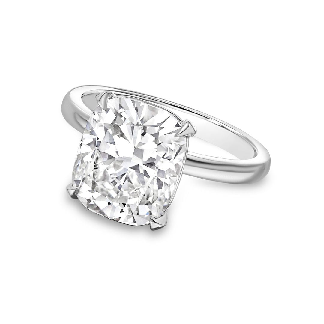 Lab-Grown Cushion-Cut Diamond Solitaire Engagement Ring, 14K Gold