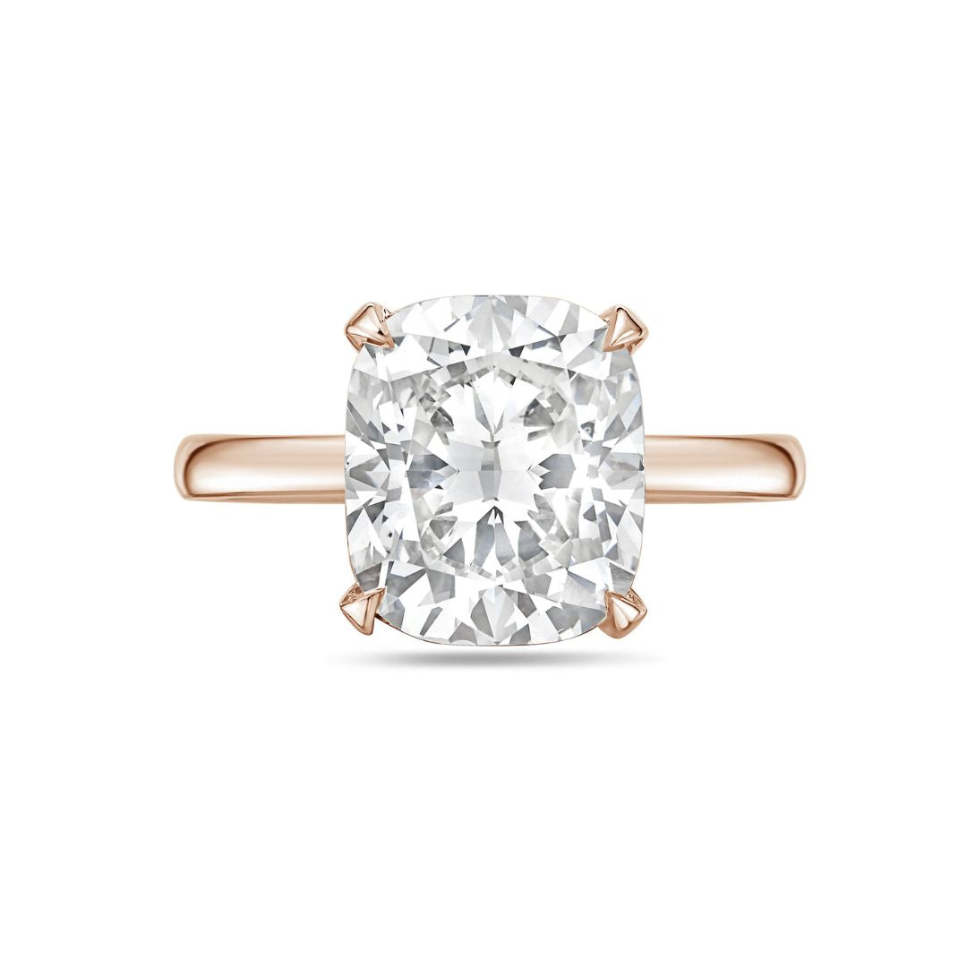 Lab-Grown Cushion-Cut Diamond Solitaire Engagement Ring, 14K Gold